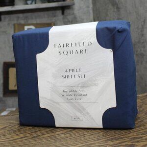 NEW Fairfield Square Easy Care 4-Piece. Sheet Set 2000007160 Navy Blue King
